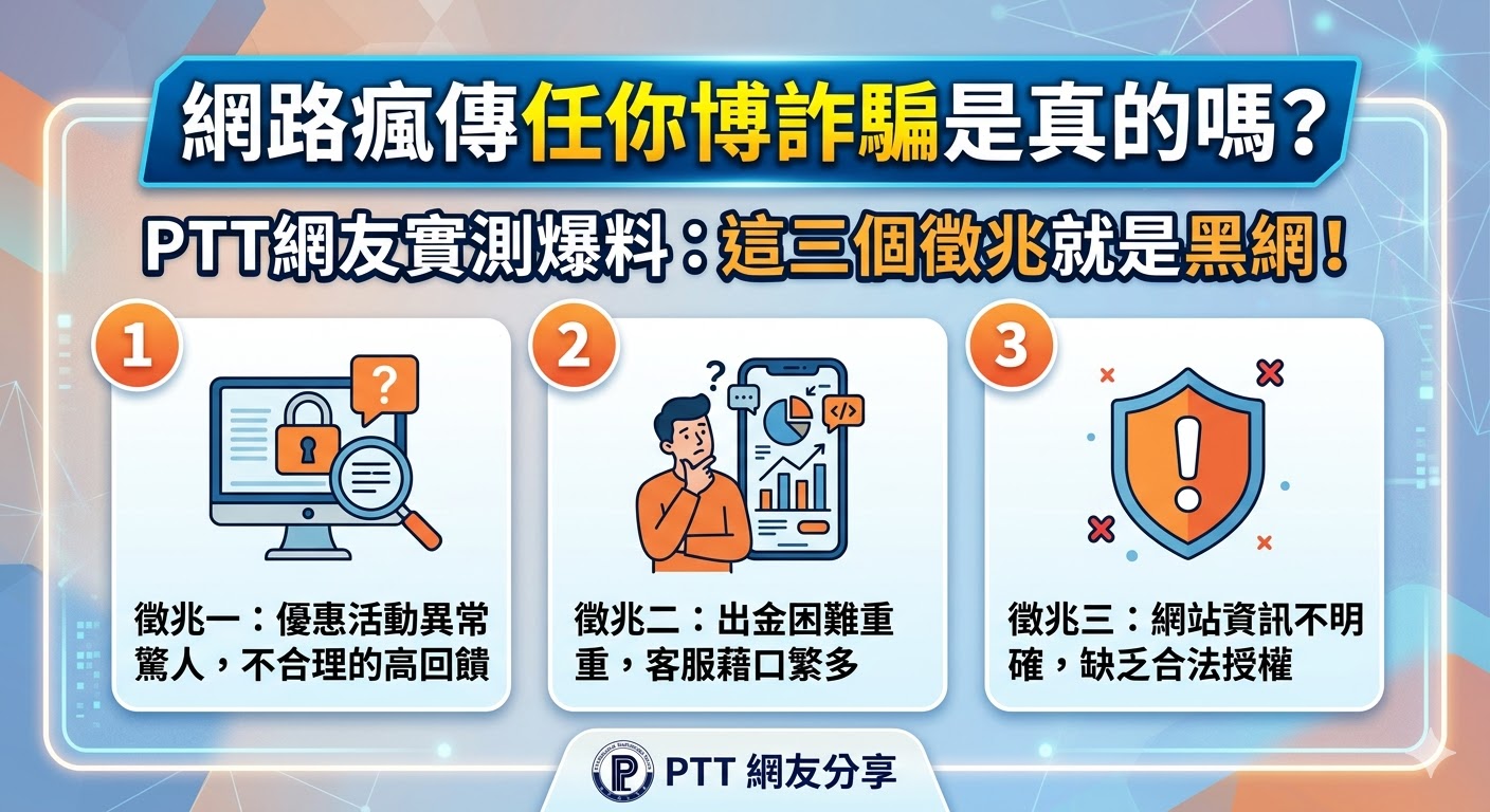 網路瘋傳任你博詐騙是真的嗎？PTT網友實測爆料：這三個徵兆就是黑網！